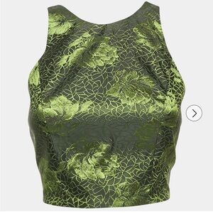 Alice + Olivia Green jacquard Floral Crop Top